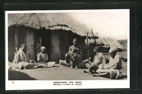 AK Bargaining for bride, Middle figure at back, Verhandlung um eine Braut, Hinten in der Mitte