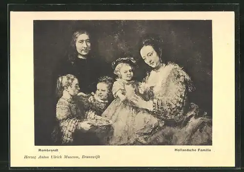 AK Ned. Bondtot Kinderbescherming, niederländische Kinderfürsorge, Hollandsche Familie von Rembrandt