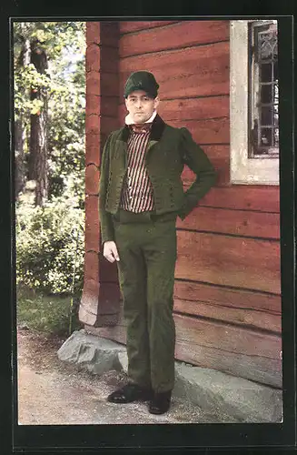 AK Helgdagsdräkt, Länna socken, Uppland, Schwede in Tracht