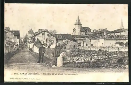 AK Eymet, Un coin de la Ville, Rue Portanel, Strassenpartie