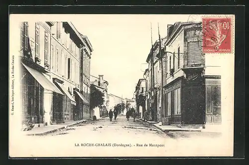 AK La Roche-Chalais, Rue de Montpont, Strassenpartie