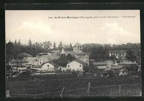 AK St-Michel-Montaigne, Vue Générale, Teilansicht mit Kirche