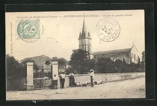 AK Asniéres-de-Saintonge, Église et Jardin Public