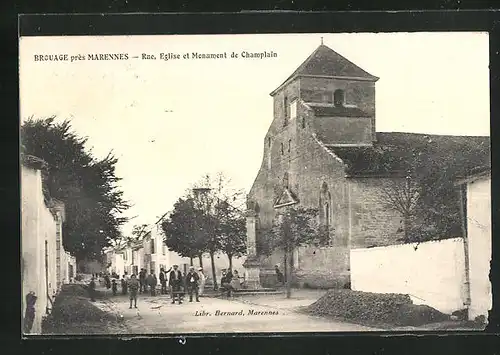 AK Marennes, Rue, Eglise et Monument de Champlain