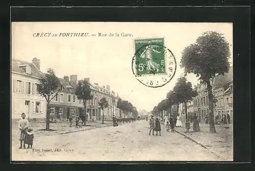 AK Crècy-en-Ponthieu, Rue de la Gare
