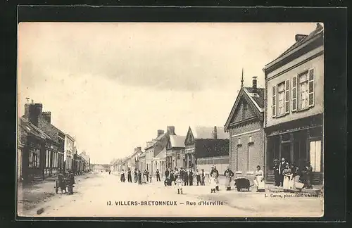 AK Villers-Bretonneux, Rue d`Herville, Strassenpartie