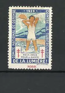 Reklamemarke Comte National de Défense 1929, Contre la Tuberculose de la Lumiére, Knabe im Wasser
