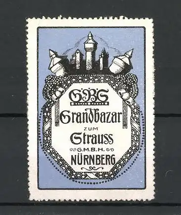 Reklamemarke Nürnberg, Grandbazar zum Strauss GmbH, Firmenlogo