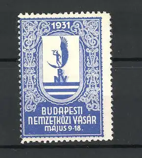 Reklamemarke Budapest, Nemzetközi Vasar 1931, Wappen BNV