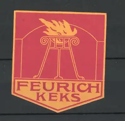 Reklamemarke Feurich Keks, Feuerschale