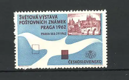 Reklamemarke Praga, Svétová Vystava Postovnich Znamek 1962, Stadtansicht und Taube