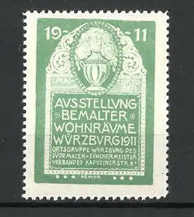 Reklamemarke Würzburg, Ausstellung bemalter Wohnräume 1911, Vase