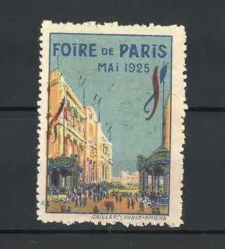 Reklamemarke Paris, Foire 1925, Ausstellungsgebäude