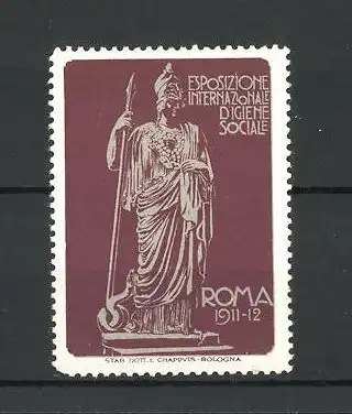 Reklamemarke Roma, Esposizione Internazionale D`Igiene Sociale 1911 /12, Statue Athena