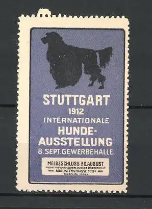 Reklamemarke Stuttgart, Internationale Hunde-Ausstellung 1912, Pudel