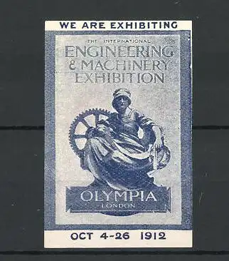 Reklamemarke London, Engineering & Machinery Exhibition, Olympia 1912, Messelogo