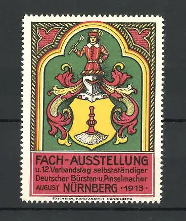 Reklamemarke Nürnberg, Fach-Ausstellung und 12. Verbandstag Deutscher Bürsten- u. Pinselmacher 1913, Logo