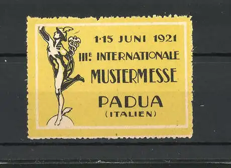 Reklamemarke Padua, III. Internationale Mustermesse 1921, Hermes mit Äskulap-Stab