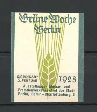 Reklamemarke Berlin, Ausstellung Grüne Woche, Getreideähre