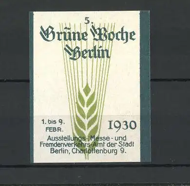 Reklamemarke Berlin, Ausstellung Grüne Woche 1930, Ähre als Messelogo