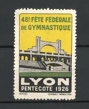 Reklamemarke Lyon, 48. Fète Fèdèrale de Gymnastique, Pentecote 1926, Stadion