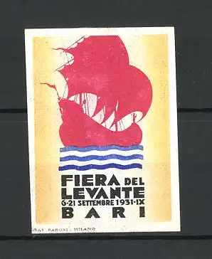 Reklamemarke Bari, Fiera del Levante 1931, Segelschiff