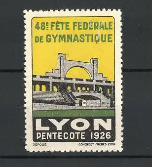 Reklamemarke Lyon, 48. Fète Fèdèrale de Gymnastique, Pentecote 1926, Stadion