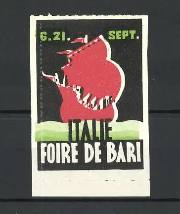 Reklamemarke Bari, Foire de Bari, Segelschiff