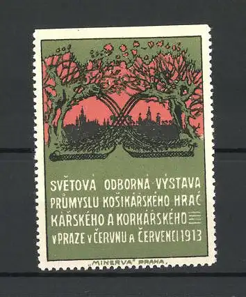 Reklamemarke Praze - Prag, Svetova Odborna Vystava 1913, Blick zur Stadt