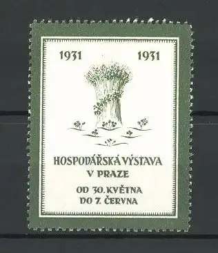 Reklamemarke Prag, Hospodarska Vystava v Praze 1931, Getreidegarbe, grün