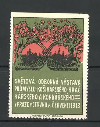 Reklamemarke Praze - Prag, Svetova Odborna Vystava 1913, Blick zur Stadt