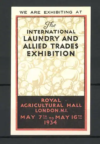 Reklamemarke London, The International Laundry and Allied Trades Exhibition 1934, Messelogo