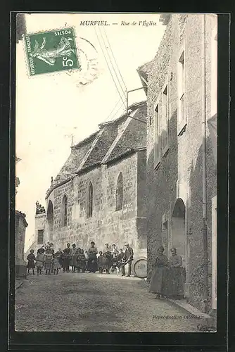 AK Murviel, Rue de l`Église, Strassenpartie