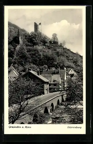 AK Gemünden a. Main, Ortspartie mit Scherenburg
