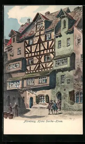 AK Nürnberg, Hans-Sachs-Haus, Strassenszene