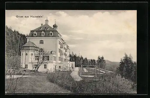 AK Hausstein i. bayr. Wald, Sanatorium mit Gartenanlage