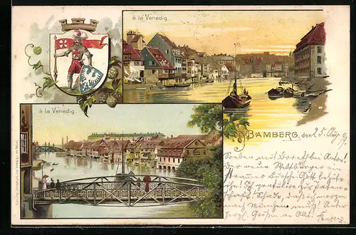 Lithographie Bamberg, Blick nach a la Venedig