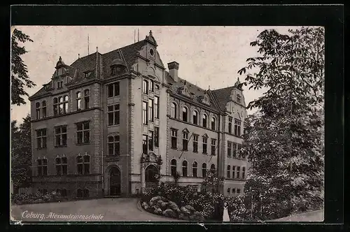 AK Coburg, Alexandrinenschule mit Grünanlage