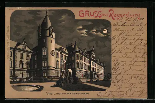 Mondschein-Lithographie Regensburg, Fürstl. Thurn u. Taxissches Palais