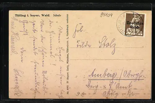 AK Tittling i. bayer. Wald, Blick zur Schule
