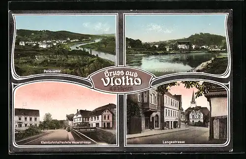 AK Vlotho a. d. Weser, Panorama, Langestrasse
