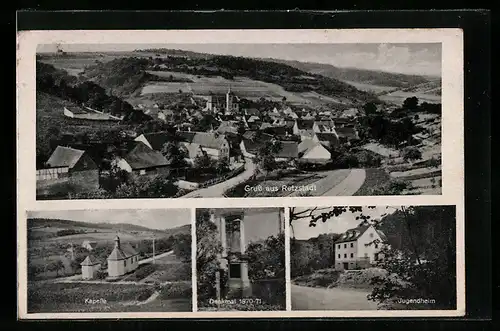 AK Retzstadt, Denkmal 1870-71, Kapelle, Jugendheim