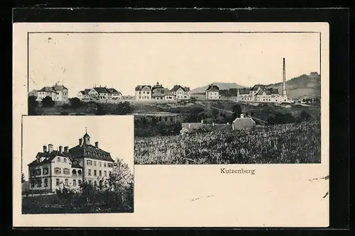 AK Kutzenberg, Panoramaansicht des Ortes, Blick auf ein grosses Gebäude