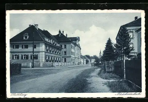 AK Plattling, Strassenpartie an der Mädchenschule