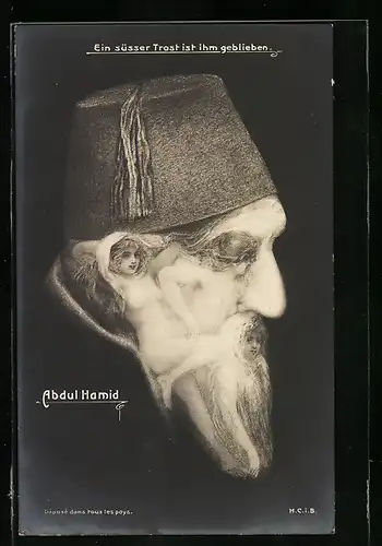 AK Sultan Abdul Hamid der Türkei, Gesicht aus nackten Frauen gebildet