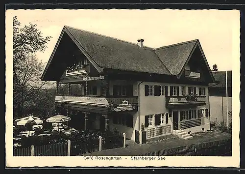 AK Assenhausen / Starnberger See, Café Rosengarten Bes. Karl Arnold
