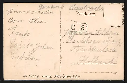 AK Uerdingen a. Rh., Villa Haus Rheinhorst, mit Sternwarte und kleiner Gruppe