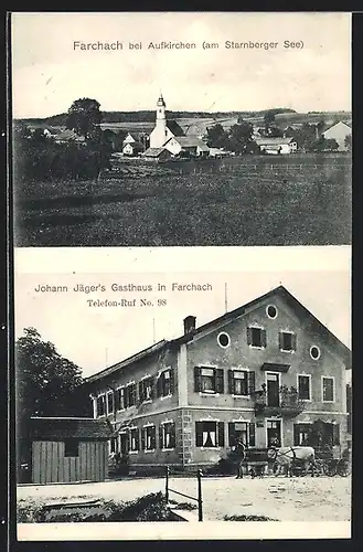 AK Farchach, Johann Jäger`s Gasthaus, Teilansicht m. Kirche