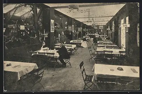 AK Krefeld, Ausstellung 1912, Die Elektrizität in Haus und Hof, Gasthaus, Innenansicht