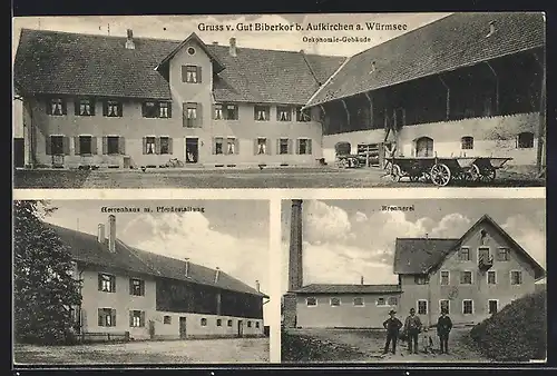 AK Aufkirchen, Gut Biberkor Oekonomie-Gebäude, Brennrei, Herrenhaus mit Pferdestallung